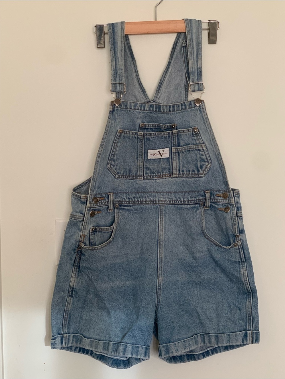Vintage Light Blue Denim Short Overalls
